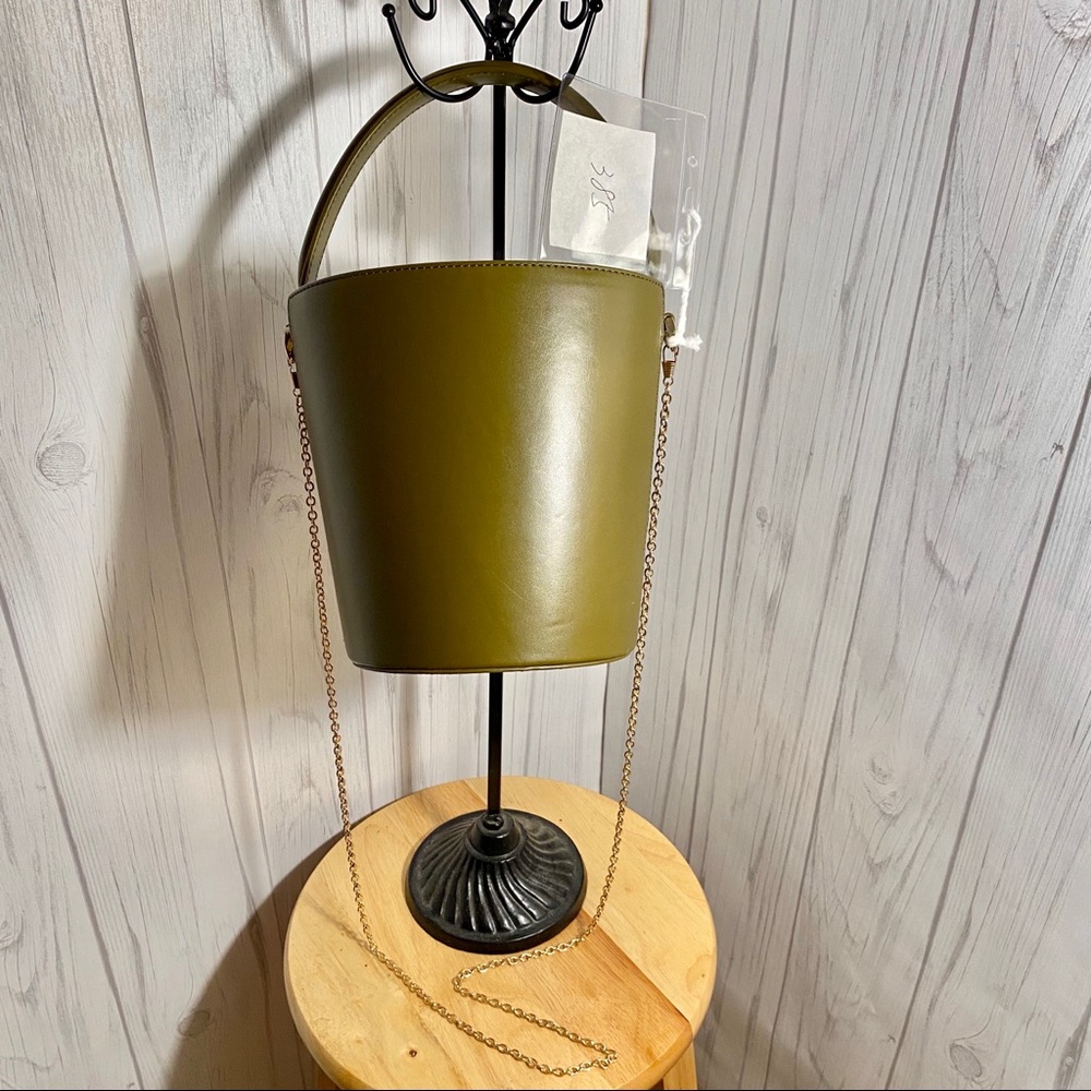 Cafune Green Leather Bucket Shoulder Hand Bag M - Picture 2 of 5